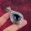 Blue Sapphire Pendant, Handmade Gemstone Pendant, 925 Solid Sterling Silver Pendant Antique Jewelry, For Engagement Gift