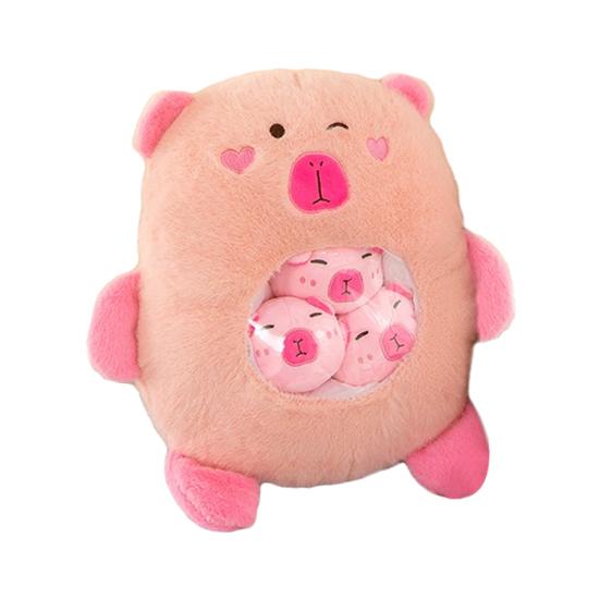 Capybara Plush Snack Bag Zipper Design Toy with 46087 Soft Stuffed Pad with Mini Capybara Dolls