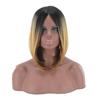 Lady Fashion Straight Wig Short Blonde Wigs Black Roots Synthetic Ombre Bob Hair Daily Cosplay Party Wig for Women Heat Resistant Wig