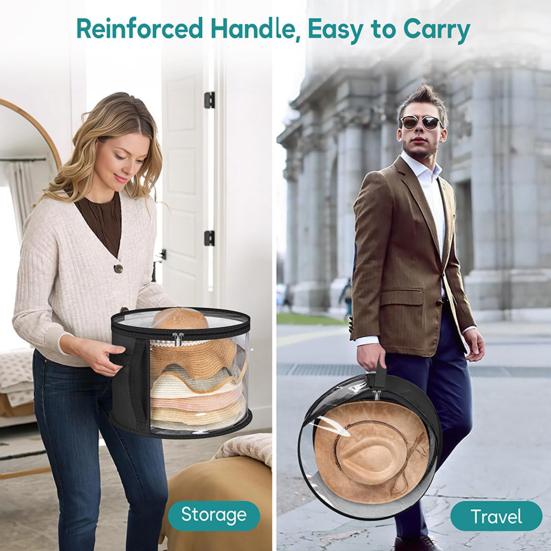 Круглая сумка для хранения шляп, складной прозрачный органайзер для ковбойских шляп, чехол для шляп с широкими полями с ручками для переноски для шкафа, ковбойские солнцезащитные шляпы