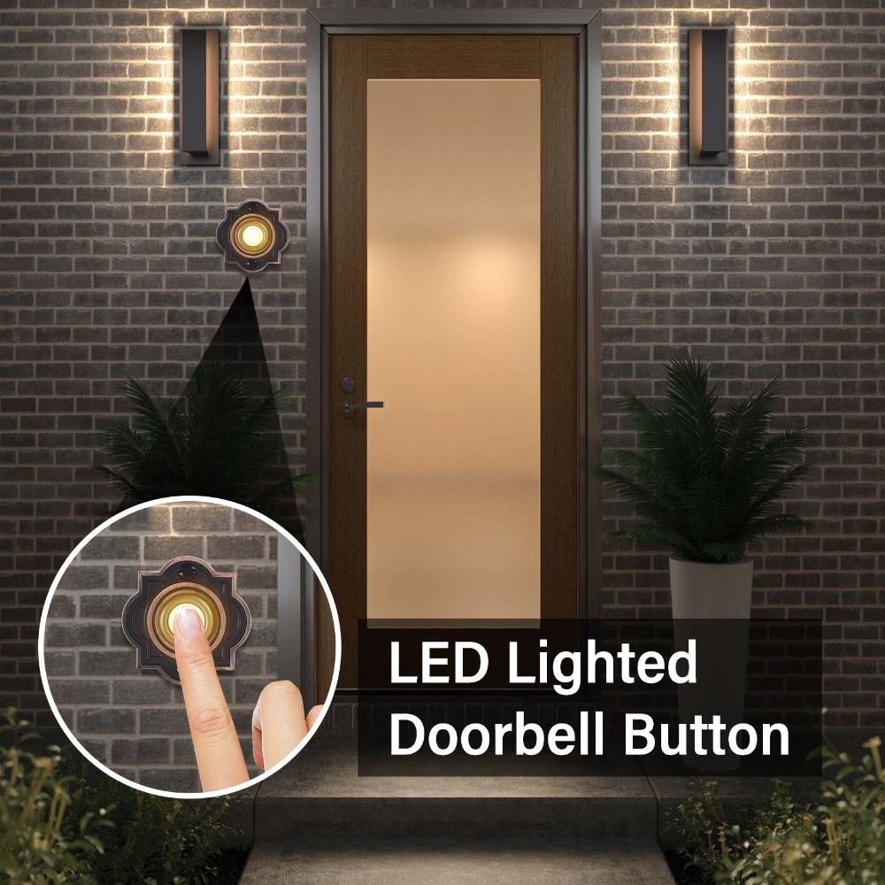 Проводная кнопка дверного звонка со светодиодной подсветкой, универсальный металлический дверной звонок, для дома