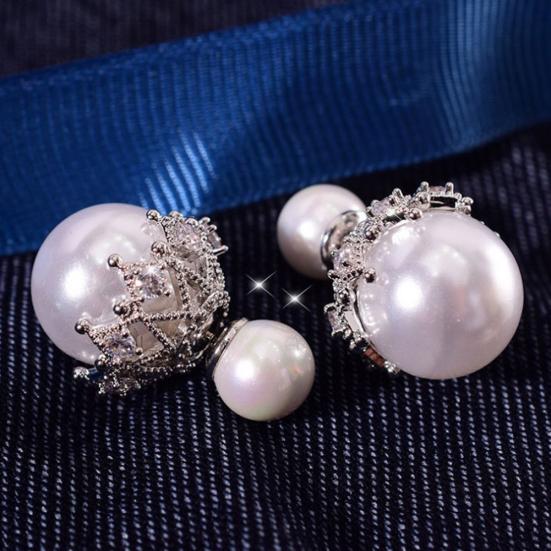 Double Sided Imitation Hollow Flower Ball Ear Stud