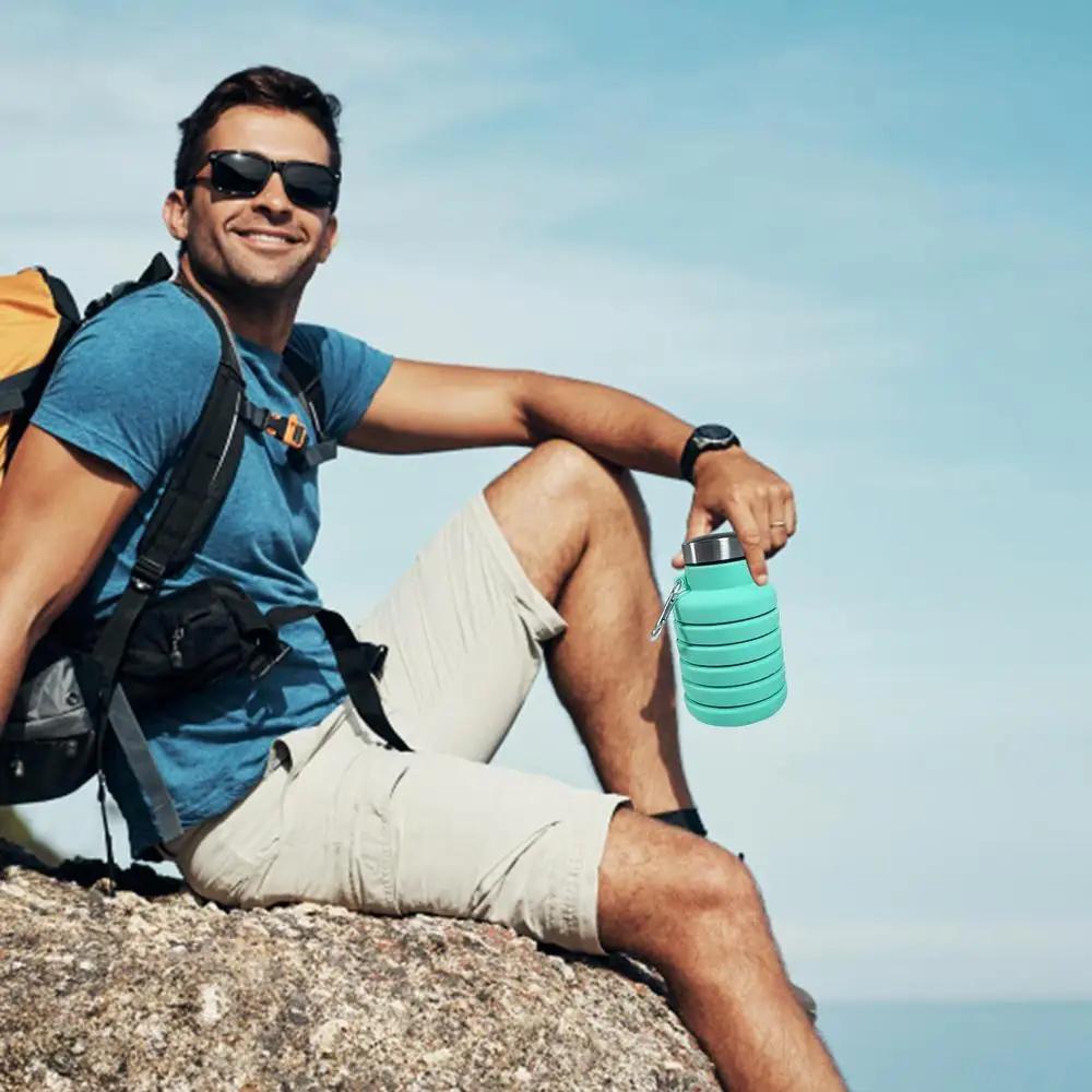 Спортивная бутылка для воды для фитнеса, складная силиконовая кружка для питья, для путешествий на открытом воздухе, для скалолазания, велосипедная бутылка, камуфляжная, складная, Кет, практичное использование