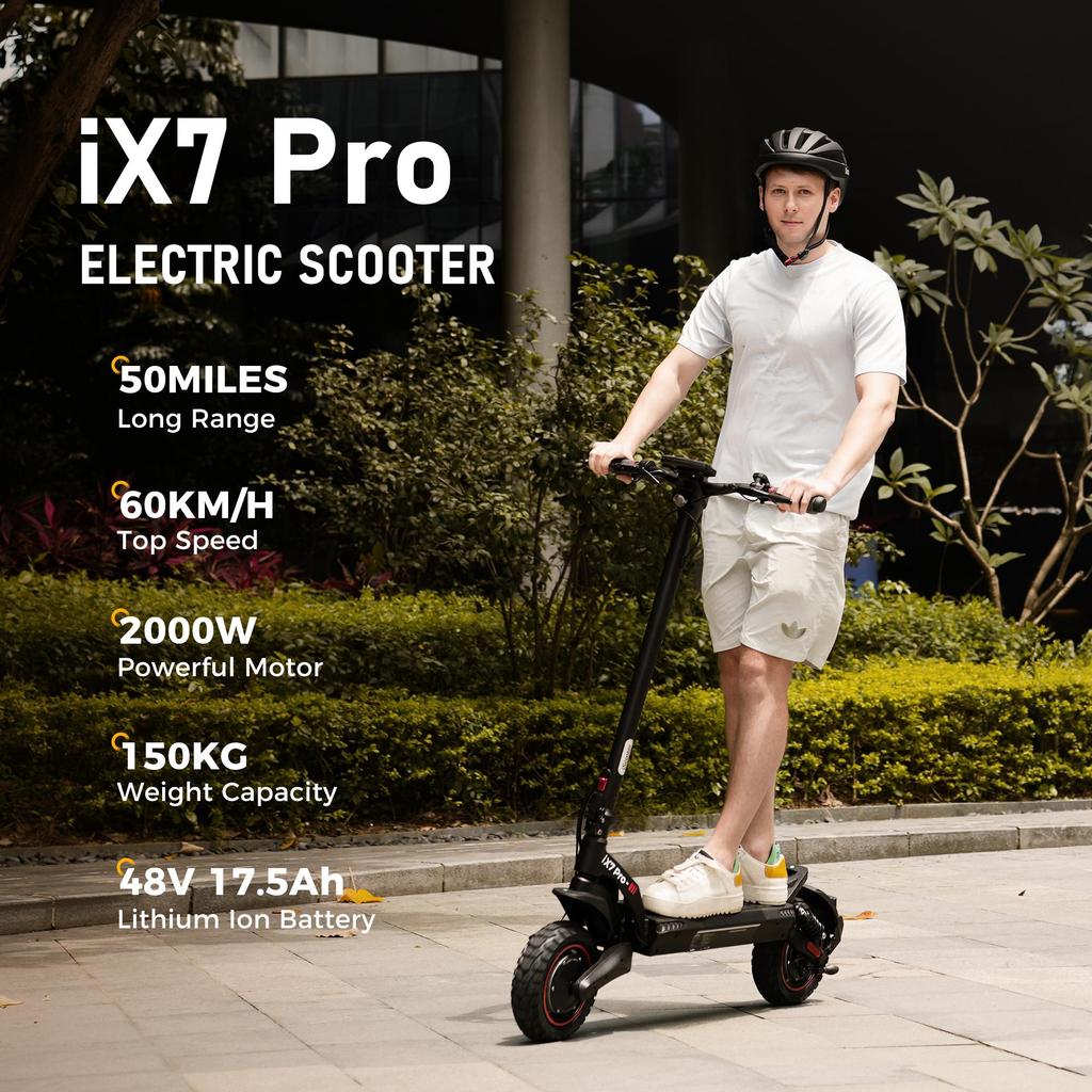 iScooter Electric Scooter IX7pro 17.5Ah 10 Inch Off-road Pneumatic Tire 2000W Dual Motor 60Km/H
