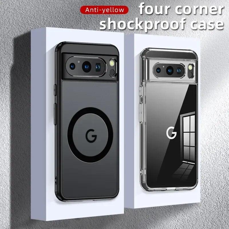 Чехол Magsafe для Google Pixel 8 Pro 7 7A, магнитный, с беспроводной зарядкой, полупрозрачный матовый противоударный акриловый чехол-бампер для Pixel 8Pro 7 Pro