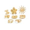 Ingemark 8Pcs/Set Creative Sunflower Scallop Open Rings for Women New Trend Vintage Irregular Water Drop Ring Couple Jewelry Men