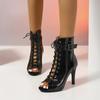 Женская обувь Ботильоны Весна Лето Сандалии Элегантные вечерние Танцы на шесте Гладиаторские туфли с открытым носком Очень высокий каблук Сексуальные Ботильоны Большие размеры