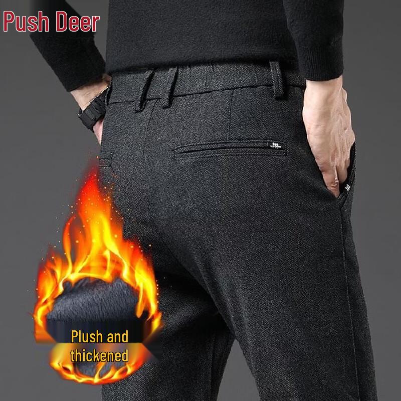 Брюки Yalu Осень/Зима Business Casual Прямые с флисовой подкладкой