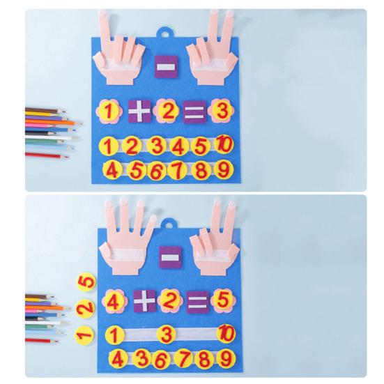1 Set Kids Felt Math Board with 1-10 Numbers Operation Symbols Addition Subtraction Preschool Learning Kindergarten Educational Toddler Arithmetic