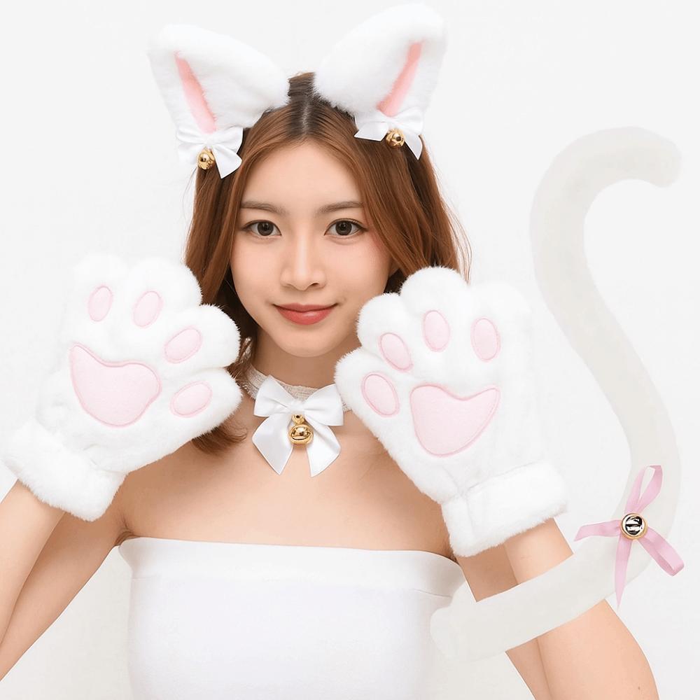 Lolita Cosplay Headwear Bow Halloween Dress Up Funny Cat Ears Headband Set Women