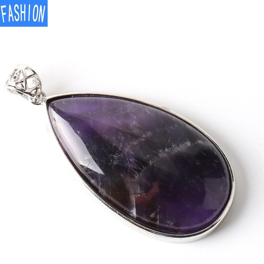 Большой кулон с каплей воды, женский натуральный камень, аметист, порошок, кристалл, лазурит, кулон, простой стиль