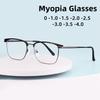 Retro Metal Myopia Glasses Ultra Light Men'S Business High-Definition Anti Blue Light Glasses Classic Square Frame Unisex