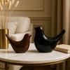 Creative Black and Brown Glossy Ceramic Birds Figurines Home Decorations Accessories Party (Pack of 2)