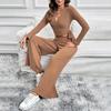 Women's Autumn and Winter Fashion Casual Solid Color Long Sleeve Top Knitwear Pant Suit