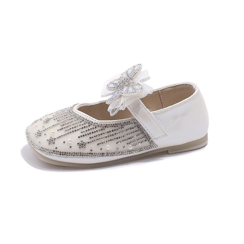 Маленькие кожаные туфли для девочек с мелким горлышком, новые детские туфли принцессы с кристаллами на весну и осень, универсальные туфли для выступлений.