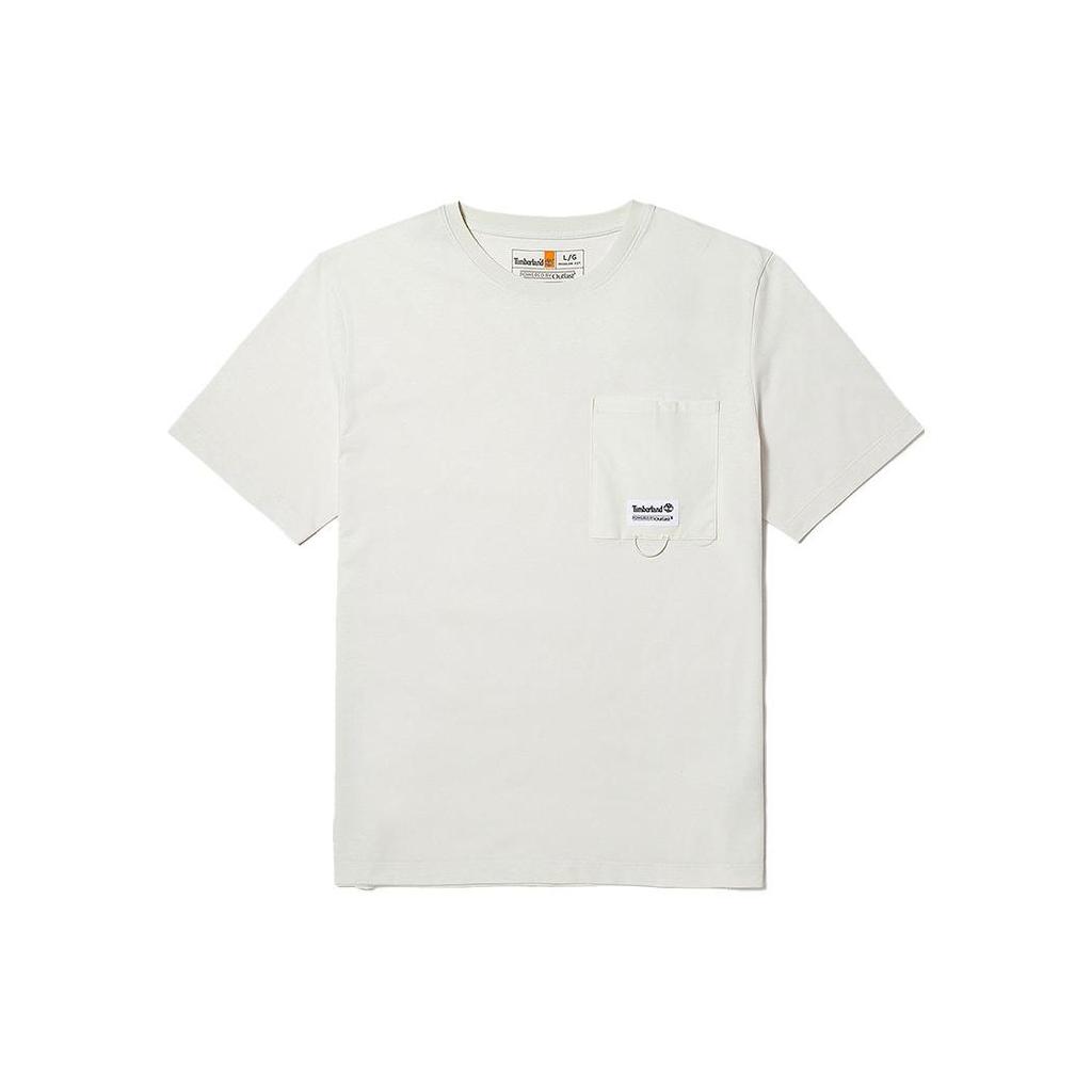 Timberland Solid Logo Outdoor Casual Comfortable Crew Neck Short Sleeve T-Shirt Men Tops Vintage-White A6RFD-CM9