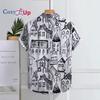Мужская черно-белая расписанная вручную мужская рубашка с коротким рукавом, мужская рубашка, лето 2025, новинка