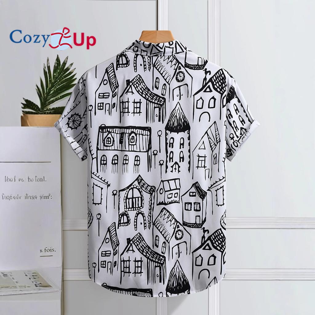 Мужская черно-белая расписанная вручную мужская рубашка с коротким рукавом, мужская рубашка, лето 2025, новинка