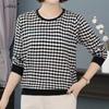 Thin Plaid OfficeLady T-Shirts Autumn Winter Loose O-neck Women's Clothing Sweaters Leisure Pullovers Classic Elegant Simplicity