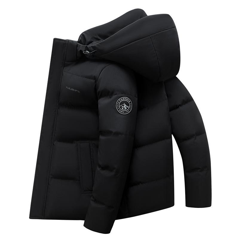 Мужская градиентная зимняя куртка на белом утином пуху - Толстая, теплая, модная студенческая куртка с капюшоном