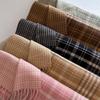 Новый ретро клетчатый шарф женский осенне-зимний средней длины теплый шарф модная универсальная шаль с бахромой