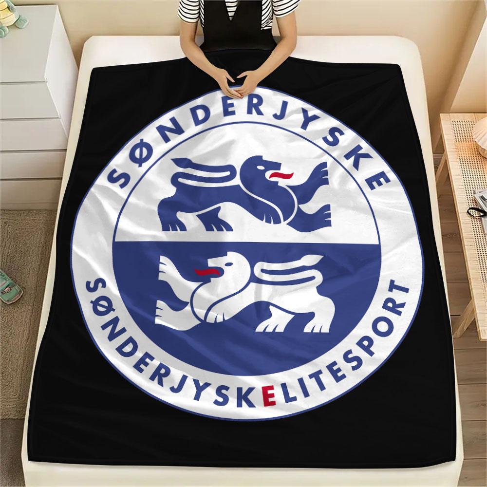 sonderjyske FC Printed Flannel Blanket, soft throw for bedroom sofa, washable,soccer fan merchandise, great gift.