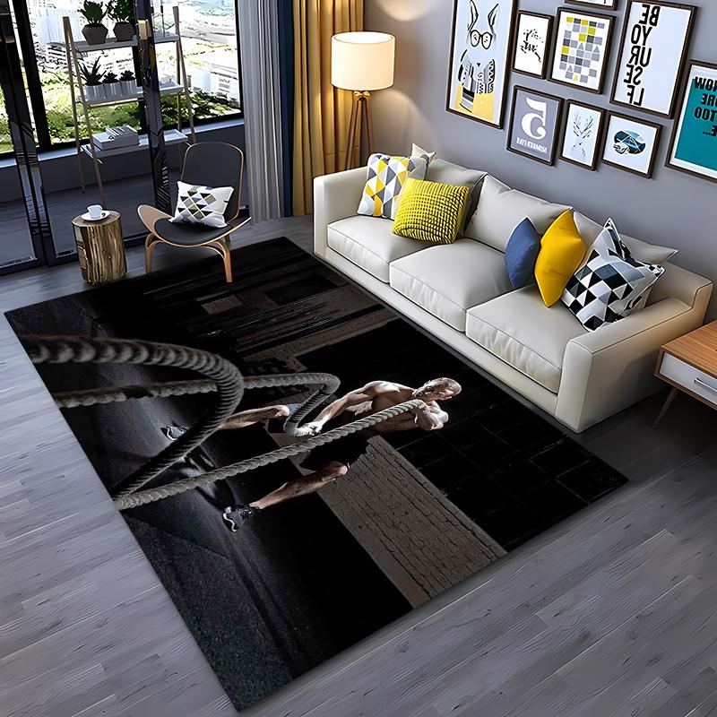 Ковры с 3D-печатью на тему GYM для дома, гостиной, детской спальни, дивана, придверный коврик, кухонные напольные коврики, противоскользящий декор