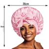 Silk Satin Sleep Cap with Ribbon Bow for Women - Elastic Wide Brim Bath Headscarf Hat for Hair Care