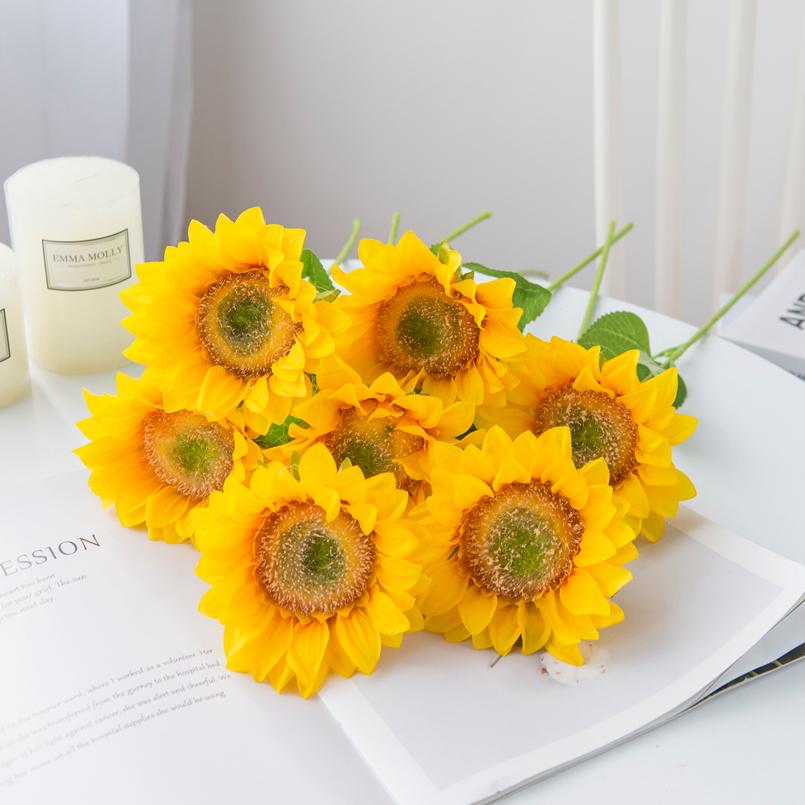 1/3PCS Artificial Flowers Sunflower Home Garden Decoration Stamen Wedding Spring Festival Fake Gerbera Living Room Bedroom Stage