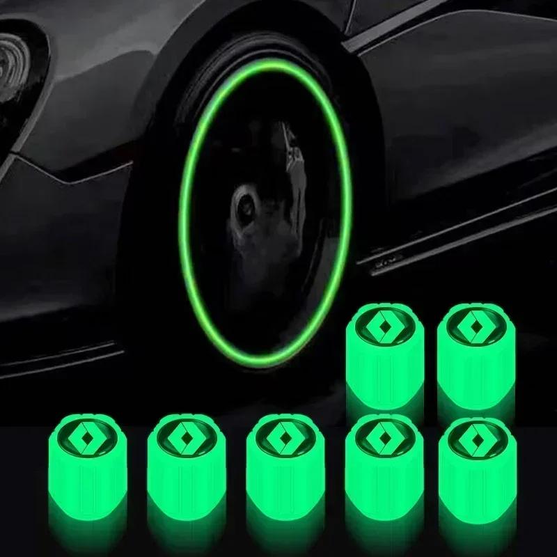 4PCS Luminous Car Tire Valve Cap Fluorescent Night Glowing Decor For Renault RS Fluence Laguna Scenic Latitude Captur ZOE XX2
