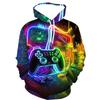 Men's Neon Glow Gaming Graphic Hooded Sweatshirt 3D Printed Controller Design With Multicolor Clothing Game Console Sweatshirts
