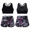 Girls Swimsuit 2PCS Set Racer Back Top with Short Dance Sport Outfits Gymnastics Swimming Clothes