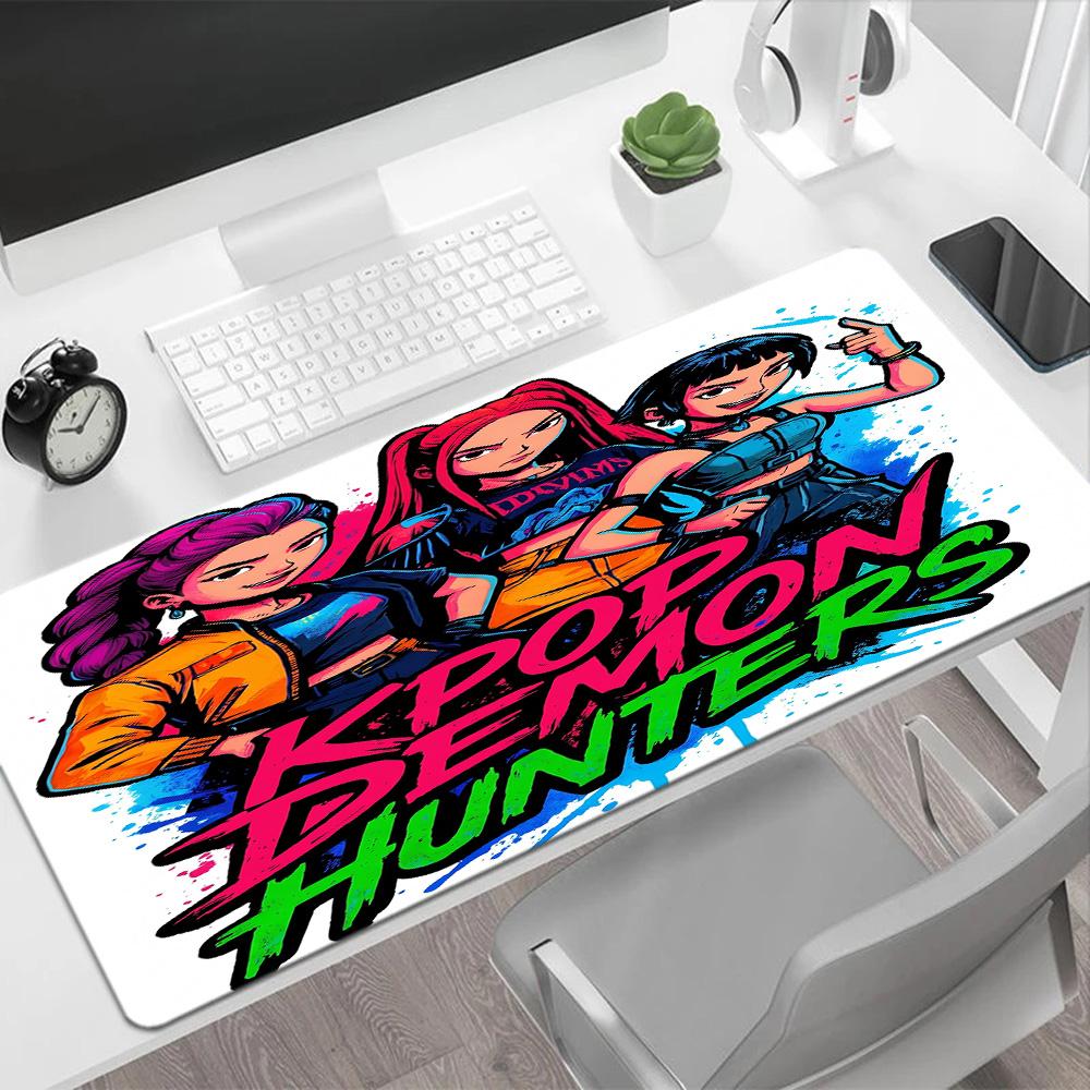 Kpop Huntrx Magical Girls Demon Hunters Large Mouse Pad Gamer Mousepad Computer Desk Mat Nonslip Rubber Bottom Office And Gaming Desk Decoration