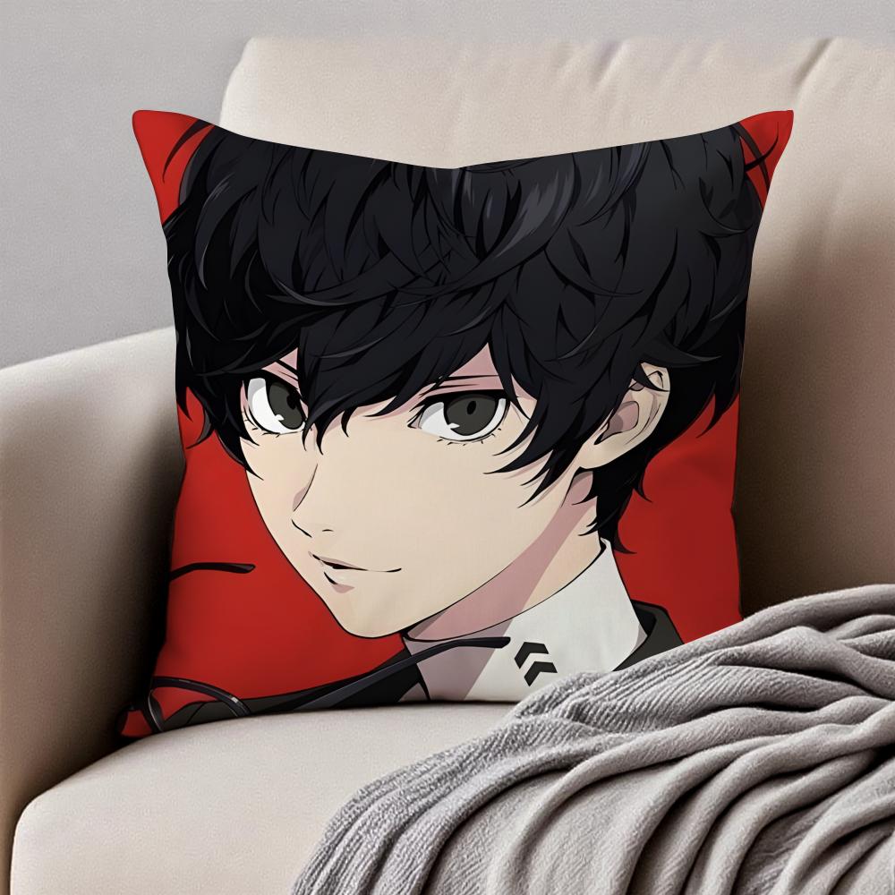 Стильная наволочка для подушки с иконками из аниме PERSONA5, пыленепроницаемая, с потайной молнией, короткий плюш, диванная подушка