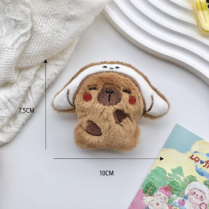 Милая капибара, плюшевая кукла, брошь, пушистая, мягкая, набивная одежда, значок, булавки, украшения для рюкзака, аксессуары