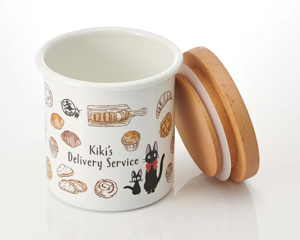 Skater Enamel Wooden Studio Ghibli Delivery Jiji Canister, 750ml, Lid, "Kiki's Service" ENC8-A