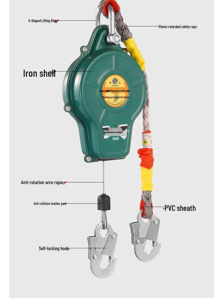 High-Altitude Self-Locking Fall Arrest Device (5/10/15/20/30m) for Tower Crane Construction Safety