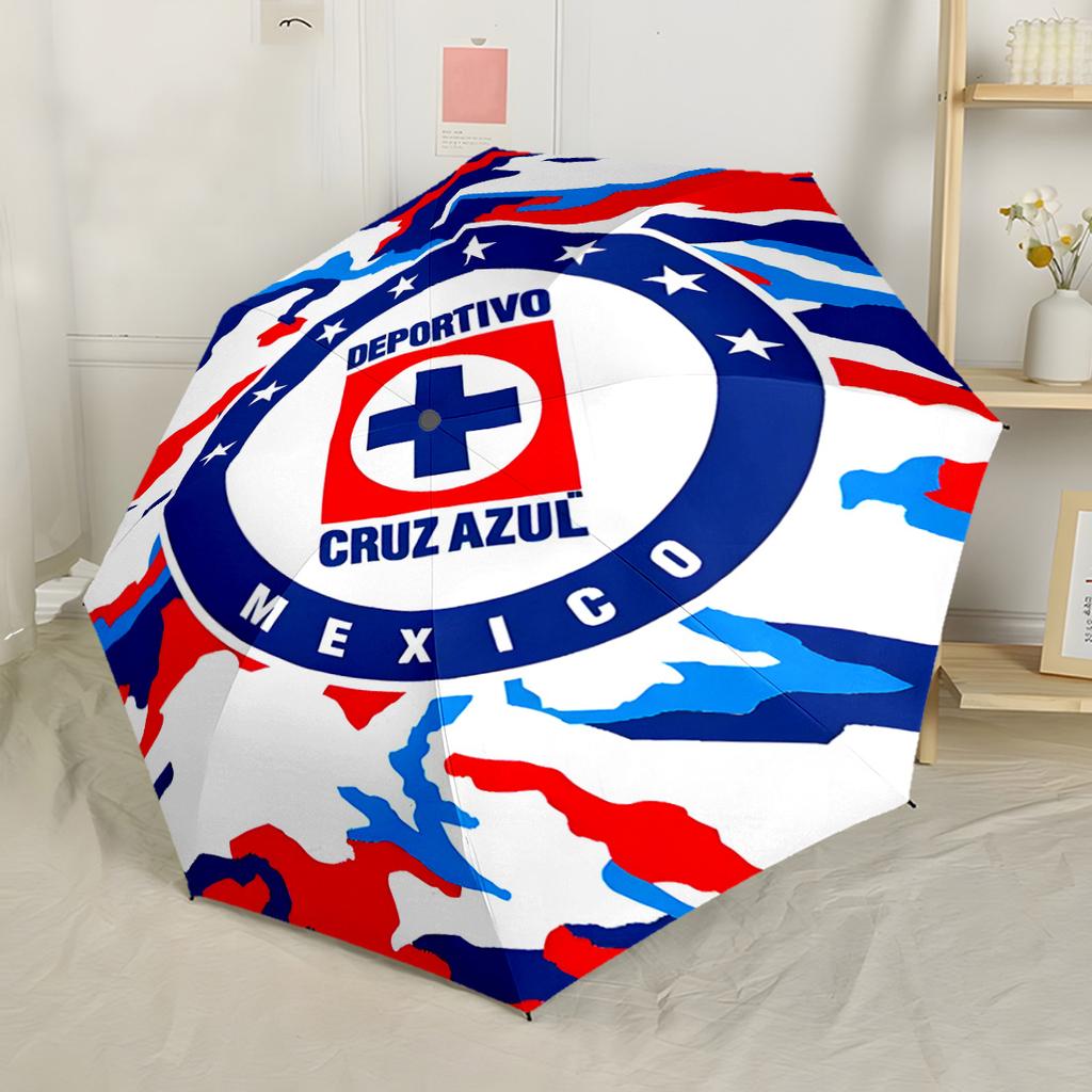 Автоматический зонт Cruz Azul с гербом футбольного клуба Прочный стержень с 8 ребрами Компактный дизайн для женщин/мужчин Элегантный женский зонт Идеальный подарок для друзей и семьи