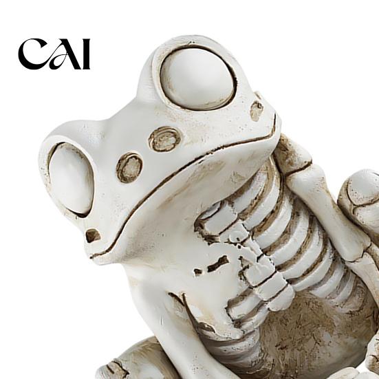 Halloween Horror Props Skeleton Frog Figurine, Resin Animal Bone Statue for Bar Haunted Unique Theme Collectibles House, Spooky Gothic Decor Ornament,