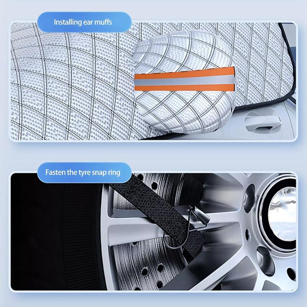 Автомобильный солнцезащитный козырек от снега и солнца, защита от солнца, передняя передача, снег, лобовое стекло от ветра, защита от мороза и передняя защита, удлиненный, утолщенный, зимний V1Q2