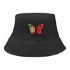 Bucket Hat With Butterfly Flag of Portugal Print , Patriotic Sun Cap Unisex Fashion Solid Color Beach Hat