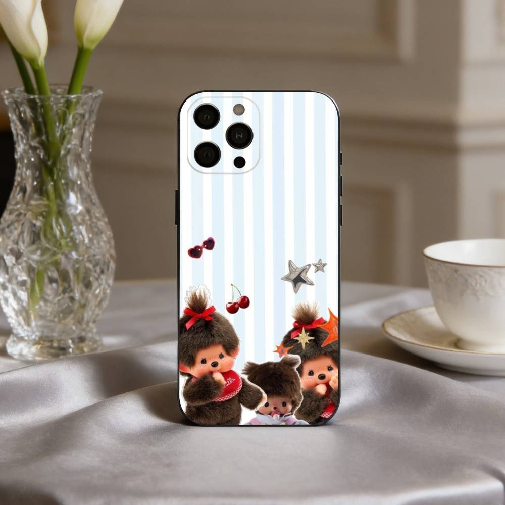 C-Cute M-Monchhichis-S Чехол для телефона для iPhone 17pro,16,15,14,13,12,11 Plus,Pro Max,XS,Мягкий силиконовый черный чехол