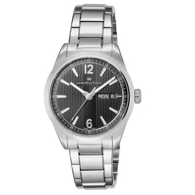 Часы Broadway Day Date Quartz Broadway Черный циферблат Нержавеющая сталь Сапфировое стекло Кварцевые Водонепроницаемость 5 АТМ Швейцарские часы H43311135 Серебристый
