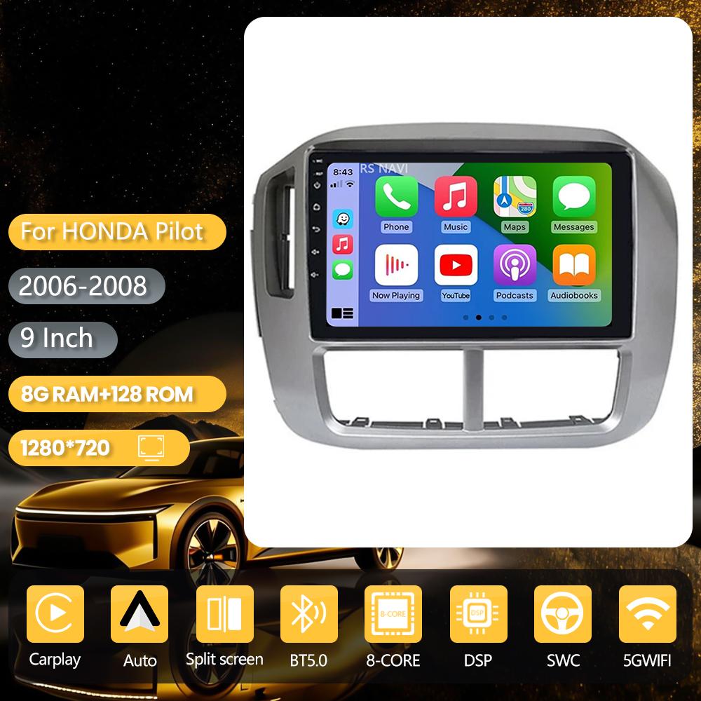 Autoradio multimédia Android 16 Carplay Auto pour Honda Pilot 2006 2007 2008 DSP Plug and Play Snapdragon