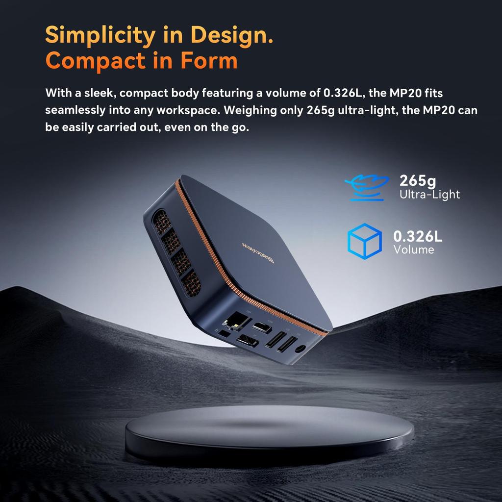 Blackview Мини-ПК 16 ГБ ОЗУ DDR4 512 ГБ SSD-накопитель 4K HDMI Выход MP20 3300U AMD Ryzen 3 Windows 11 Pro