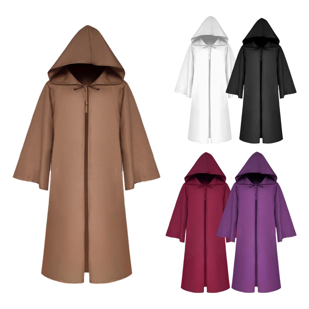 Halloween Hooded Cloak Unisex Kids Children Cape Role Cosplay Long Cloak Gothic Costumes Outwear Solid Medieval Cloak Halloween Party Prop