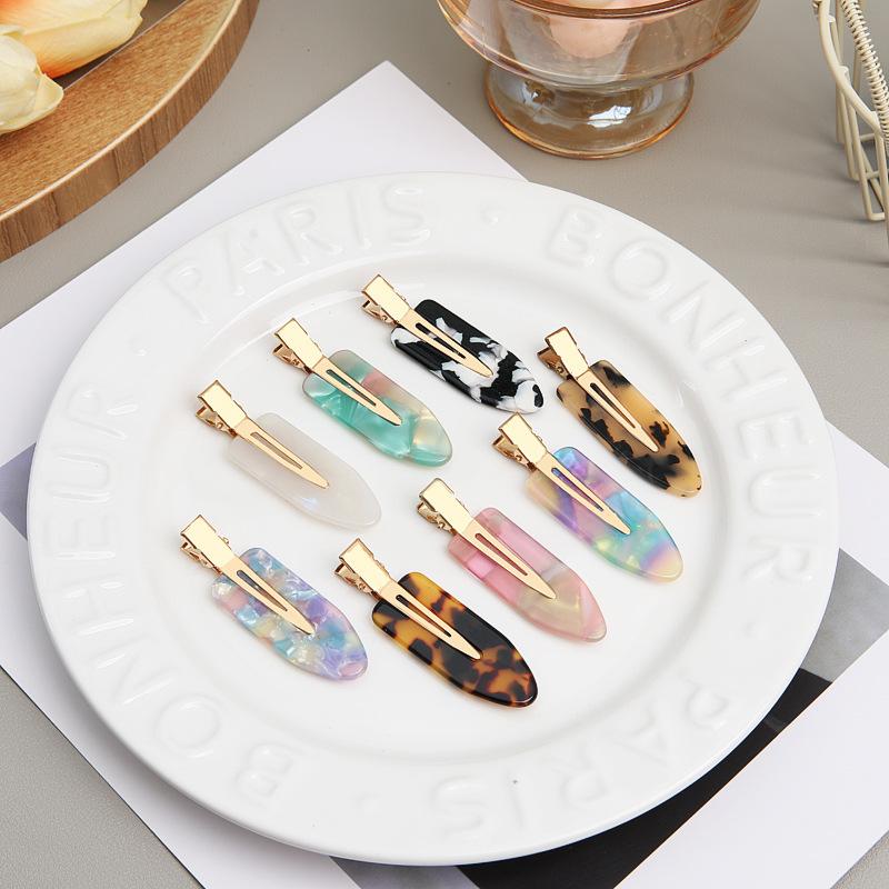 Simple Colorful Seamless Hair Clip Women Acetate No Bend Bangs Clip Barrettes Duckbill Clip Hairpins Hair Accessories For Girls