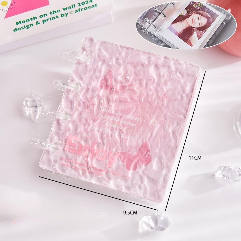 Ripple Design Acrylic Card Album - 3-Inch Mini Single Pocket Binder for K-Pop Idol Collectibles, Loose-Leaf Po Album Storage