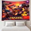 Custom Name Minecraft Print Tapestry, Backdrop, Easy Setup, Ideal for Bedroom, Office & Living Room, with Aesthetic Wall Hanging Decor.