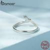 BAMOER романтические кольца на палец с открытыми руками для женщин, стерлинговое серебро 925 пробы, европейское простое регулируемое кольцо-защитник для девочек, ювелирное изделие, подарок